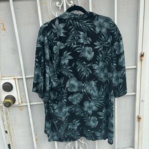 WF men's XXL silk short sleeve wood button up shirt straight bottom 1 pocket